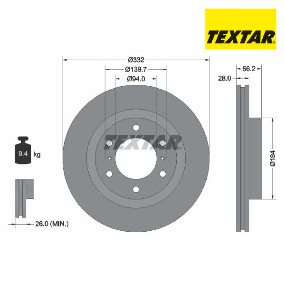 Brake Disc TEXTAR 92167203
